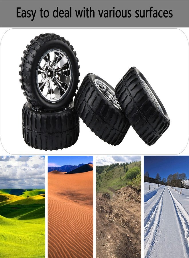 Rowiz RC Tires & Wheels Set (4PCS) - 1/10 Scale Monster Truck Tires 12mm Hex for Traxxas Stampede, Arrma, Redcat, White 7-Spoke Rims with Foam Inserts - Image 4